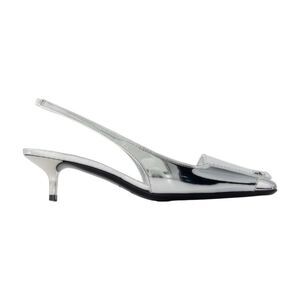 Fold Mirror Kitten Pumps - Courreges - Synthetic - Silver